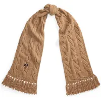 Ralph Lauren para mujer. 455P18119002 Bufanda en punto de ochos con Polo Bear marrón (OSFA), Casual, Lana, outlet 202