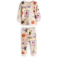 Next Pijama 'Halloween Characters' crema / verde claro / naranja oscuro / negro