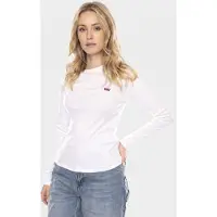Levi's Camiseta 'Essential Housemark Long Sleeve Tee' rojo carmesí / blanco