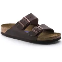 Birkenstock para mujer. 452763 Sandalias de piel Arizona Soft Footbed Oiled (Ajuste Estrecho) marrón (46), Plano, Ninguno, Casual, Birkensto