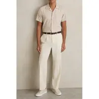 Reiss Ss Herringbone Cuban Shirt Stone Talla: XL | Camisas Casuales Outlet | Hombre