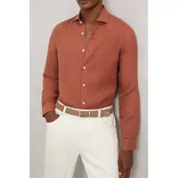 Reiss Ls Linen Shirt Cinnamon Brown Talla: XXL | Camisas Casuales Outlet | Hombre | Blanco