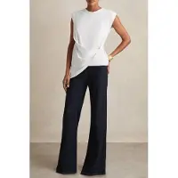 Reiss Drape T-shirt White Talla: XS | Camisetas de Seda Outlet | Mujer | Blanco