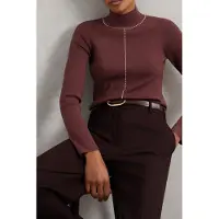 Reiss Stitch Front Funnel Jumper Burgundy/camel Talla: S | Manga Larga Outlet | Mujer | Marrón