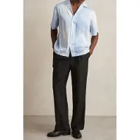 Reiss Ss Stripe Print Cuban Shirt Soft Blue/white Talla: L | Camisas Casuales Outlet | Hombre | Azul