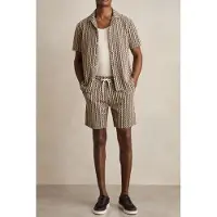 Reiss Ss Abstract Stripe Cuban Shirt Tobacco Brown Talla: M | Camisas Casuales Outlet | Hombre | Marrón