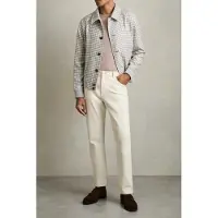 Reiss Ls Dogtooth Check Blouson Jacket Soft Grey/white Talla: M | Bombers Outlet | Hombre | Gris