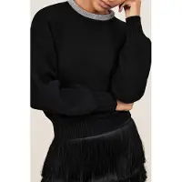 Reiss Necklace Trim Jumper Black Talla: S | Sudaderas con Capucha Outlet | Mujer | Negro