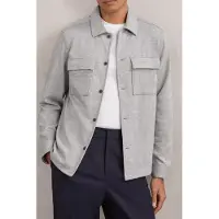 Reiss Ls Jersey Check Twin Pocket Overshirt Soft Grey Talla: XS | Manga Larga Outlet | Hombre | Gris