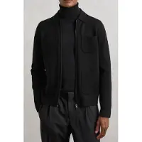 Reiss Ls Zip Through Ribbed Four Pocket Shirt Black Talla: L | Cárdigan Outlet | Hombre | Negro