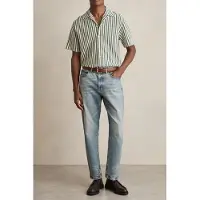 Reiss Ss Textured Stripe Cuban Shirt Green/white Talla: XS | Camisas Casuales Outlet | Hombre | Verde