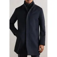 Reiss Wool Gilet Insert Funnel Neck Coat Navy Talla: S | Chaquetas de Invierno Outlet | Hombre | Azul