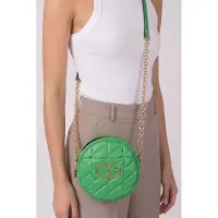 Moschino Double Smiley Quilted Round Bag Green Talla: OS | Bolsos de Mano Outlet | Mujer | Verde