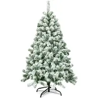 Costway Árbol de Navidad artificial , 180 cm, con efecto de nieve, 928 puntas de PVC, soporte de metal y sistema plegable. Árbol de Navidad artificial para Navidad