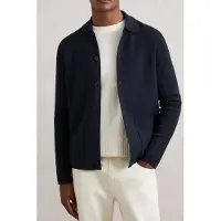 Reiss Ls Button Through Ribbed Sleeve Shirt Navy Blue Talla: XL | Cárdigan Outlet | Hombre | Azul