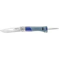 Opinel No. 09 Ocean 3261, Made For The Elements, Satin Stainless Steel, Blue Polyamide, navaja marinera parcialmente dentada