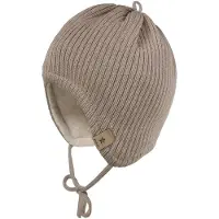 Maximo - Baby's Rippen Fleece Mütze m. Band - Gorro size 41 cm, marrón