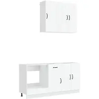 vidaXL Conjunto de cocina KALMAR, 5 piezas, blanco, material de madera