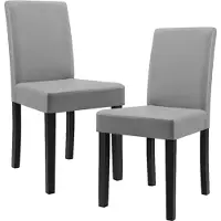 En.casa Juego de 2 sillas de comedor "Hamburgo", tapizadas en cuero sintético, con patas de madera, color gris claro