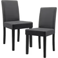En.casa Silla de comedor "Hamburgo", juego de 2 unidades, tapizada en cuero sintético, patas de madera, color gris oscuro