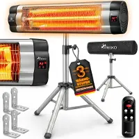 Tresko Calefactor por Infrarrojos para Terraza | 2500W + Control Remoto | Estufa Radiante con 3 Temperaturas | Radiador Eléctrico para Exterior e Interior | Calentador con Altura Regulable