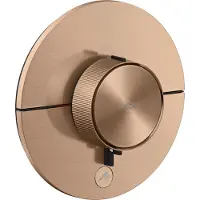 Axor ShowerSelect ID, termostato para ducha, modelo "HighFlow", encastre empotrado, redondo, para un consumo y una salida adicional, acabado en dorado cepillado