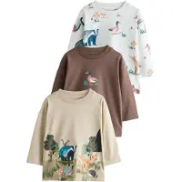 Next Camiseta beige / chocolate / petróleo / blanco