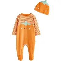 Next Pijama 'Halloween' ecru / verde claro / naranja / negro