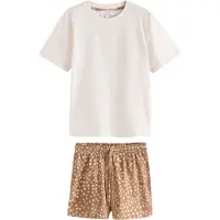 Next Pijama de pantalón corto marrón claro / blanco
