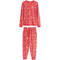Next Pijama largo 'Christmas' beige / rojo
