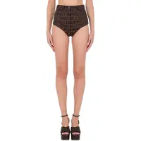 Moschino Hot Pants In Nylon Allover Logo Brown Talla: 38 | Pantalones Cortos Outlet | Mujer | Marrón