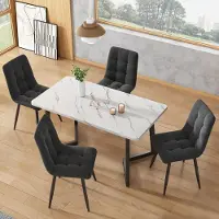 INONEFT Silla de comedor (pack de 4), juego de 4 sillas tapizadas de diseño con respaldo, sillas para cocina, asiento de terciopelo, estructura de metal, color gris