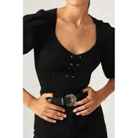 Ba&sh Short Sleeves Knit Black Talla: XS | Sudaderas con Capucha Outlet | Mujer | Negro