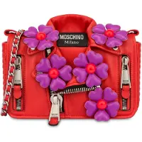 Moschino Heart Flowers Nappa Leather Biker Bag Red Talla: OS | Bolsos de Mano Outlet | Mujer | Rojo