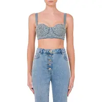 Moschino Denim Bralette With Rhinestones Blue Talla: XS | Brasieres Outlet | Mujer | Azul