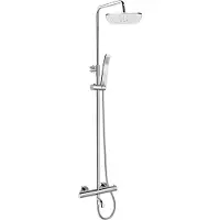 Sonstige Verlage Grifo termostático para bañera con ducha de plato cuadrado y delgado, color gris - CB60101TSB