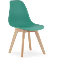 Leobert Silla reclinable - - Kito - Color verde/Patas de madera natural - 46 x 54,5 x 80 cm