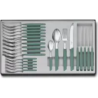 Victorinox Swiss Modern 6.9096.11W43.24, juego de cubertería de 24 piezas con cuchillo para tomates, verde
