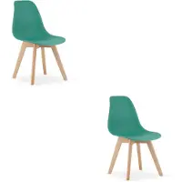 Leobert Sillón reclinable - - Kito - Color verde/Patas de madera natural - 46 x 54,5 x 80 cm - Juego de 2 unidades