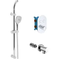 Sonstige Verlage Mereo: Juego de ducha con termostato, empotrado, con mando a presión - 2 salidas - cubierta ovalada - CB60106TB1