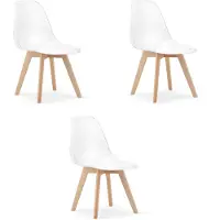 Leobert Silla reclinable - - Kito - Transparente/Patas de madera natural - 46 x 54,5 x 80 cm - Lote de 3 unidades