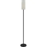 HOMCOM Lámpara de pie , con pantalla de tela, casquillo E27, color blanco