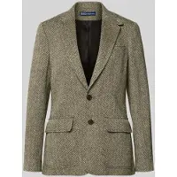 Ralph Lauren para mujer. 211891070002 Blazer de botonadura sencilla en espiga gris verdoso (44), Casual, Lino, Clásico, Polo Ralph Laur