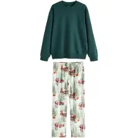 Next Pijama largo crema / amarillo / verde oscuro / rojo