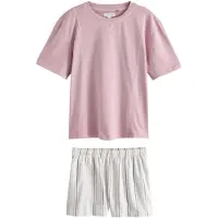Next Pijama de pantalón corto gris oscuro / lila / blanco