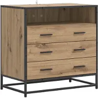 vidaXL Armario con cajones, 3 cajones, estilo artesanal, roble, 70 x 41 x 70 cm