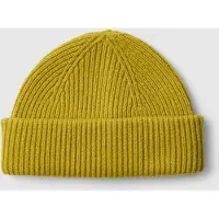 Selected 100 % Lana Merino Gorro Hombres Amarillo ONE SIZE