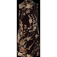 Desigual , Vestido flores terciopelo, Mujer, Negro, L