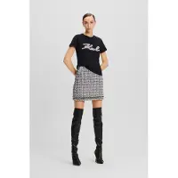 Karl Lagerfeld Pearl Embellished Boucle Skirt Black/white/silver Talla: 42 | Mini Faldas Outlet | Mujer | Negro