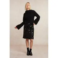 River Woods Straight Sequin Midi Skirt Black Talla: 40 | Faldas Midi Outlet | Mujer | Negro